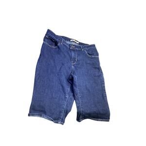 Bermuda Shorts Women's Dark Blue Wash Denim Long Shorts Size 29